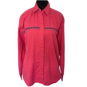 VTG 90s Wrangler Painted Desert Aztec Red Button Down Western Shirt Women's L